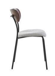 Nordlys Set Of 2 Metal And Gray Fabric Dining Chairs With Wooden Back Modern Design Style Dining Room - thumbnail 4