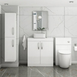 Royal Bathrooms Turin 800mm Floor Standing Vanity Unit 2 Door Gloss White & Countertop Basin - Elena - thumbnail 2