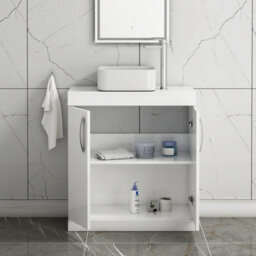 Royal Bathrooms Turin 800mm Floor Standing Vanity Unit 2 Door Gloss White & Countertop Basin - Elena - thumbnail 3