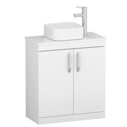 Royal Bathrooms Turin 800mm Floor Standing Vanity Unit 2 Door Gloss White & Countertop Basin - Elena - thumbnail 4