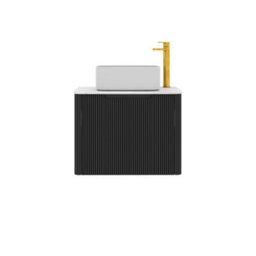 Royal Bathrooms Avenza 600mm Matt Obsidian Black Wall Hung Bathroom Countertop Vanity Unit 1 Drawer With Elena Basin - thumbnail 6