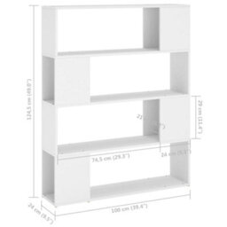 Berkfield Book Cabinet Room Divider White 100X24X124 Cm - thumbnail 7