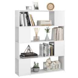Berkfield Book Cabinet Room Divider White 100X24X124 Cm - thumbnail 4