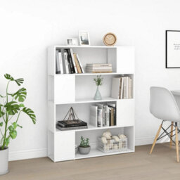 Berkfield Book Cabinet Room Divider White 100X24X124 Cm - thumbnail 3