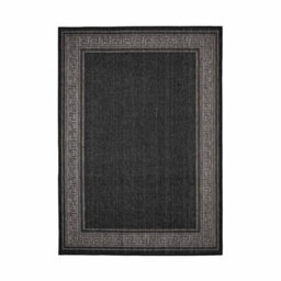 Melrose County Flatweave New Black Bordered Indoor Non-Slip Large Area Rug 160/225Cm - thumbnail 4