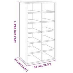 Vidaxl Shoe Rack Grey Sonoma 54X34X100.5 Cm Engineered Wood - thumbnail 3