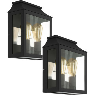 2 Pack Modern Ip44 Outdoor Wall Lights - Stylish Black Aluminium Porch Lamps - image 1