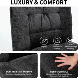 Dark Grey Ergonomic Office Chair Thick Cushion Adjustable Wheels - thumbnail 6