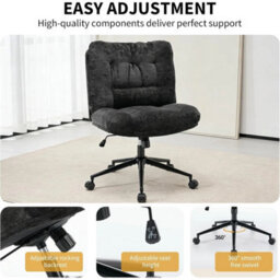 Dark Grey Ergonomic Office Chair Thick Cushion Adjustable Wheels - thumbnail 5