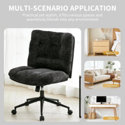 Dark Grey Ergonomic Office Chair Thick Cushion Adjustable Wheels - thumbnail 4