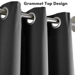 Aspire Homeware Plain Room Darkening Blackout Eyelet Curtain Pair Dark Grey (W) 228Cm X (D)228Cm With Tie Back Pair - thumbnail 4