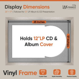 "AK Frames 25X17"" Aluminium Modern Vinyl Record Frame With Silver Mount For 12 Inch Lp Cover & Disc - Overlapped Design" - thumbnail 2