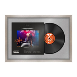 "AK Frames 25X17"" Aluminium Modern Vinyl Record Frame With Silver Mount For 12 Inch Lp Cover & Disc - Overlapped Design"
