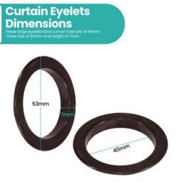 Neel Blue 40mm Curtain Eyelets Round Plastic Eyelets, Brown - 8Pcs - thumbnail 2