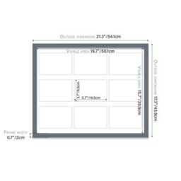 20X16 Inch 9 Opening Photo Collage Frame, Display Nine 6X4 Inch Photos, Multi Aperture Family Picture Frame, Grey - thumbnail 4