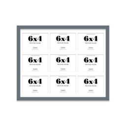 20X16 Inch 9 Opening Photo Collage Frame, Display Nine 6X4 Inch Photos, Multi Aperture Family Picture Frame, Grey - thumbnail 2