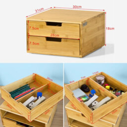 Sobuy Frg82-N, Bamboo Home Office Desk Tidy Organiser, Desktop Monitor Stand, W31Xd30Xh17.6 - thumbnail 3