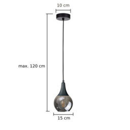 Luminosa Lighting Luminosa Lacrima Slim Pendant Ceiling Light Black Smoky Glass Shade 1X E27 - thumbnail 2