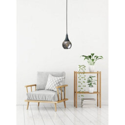Luminosa Lighting Luminosa Lacrima Slim Pendant Ceiling Light Black Smoky Glass Shade 1X E27 - thumbnail 3