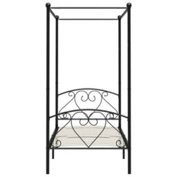 Vidaxl 284435  Canopy Bed Frame Without Mattress Black Metal 120X200 Cm - thumbnail 4