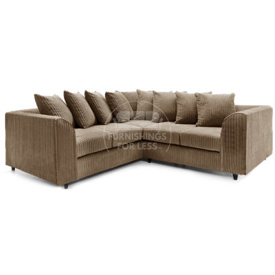 Furnishings For Less UK Ferguson Coffee 5 Seater Fabric Corner Sofa L Shaped Jumbo Cord - Scatter Back - image 1