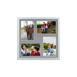 AK Frames 12X12 Silver Sleek Multi Photo Frame With Mid Grey Mount - Holds 4 Apertures (4X) 6X4 Photos - thumbnail 1