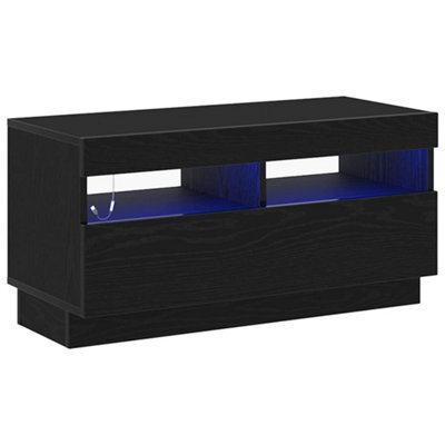 Berkfield Modern Tv Cabinet With Led Lights - Black Oak, 80X35X40 Cm, Made Of Engineered Wood - image 1