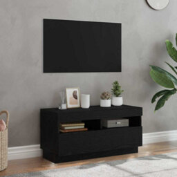 Berkfield Modern Tv Cabinet With Led Lights - Black Oak, 80X35X40 Cm, Made Of Engineered Wood - thumbnail 2
