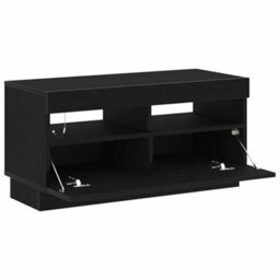 Berkfield Modern Tv Cabinet With Led Lights - Black Oak, 80X35X40 Cm, Made Of Engineered Wood - thumbnail 5