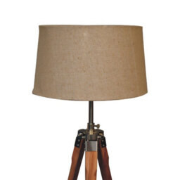 Wyld Haus Phuket Fixed Chrome And Teak Wood Tripod Floor Lamp, 115 Cm, Neutral Shade - thumbnail 3