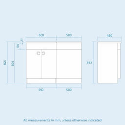 Nes Home Dene Bathroom Basin Sink Grey Vanity Wc Unit Furniture Cabinet Lh 1100mm - thumbnail 8