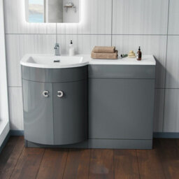 Nes Home Dene Bathroom Basin Sink Grey Vanity Wc Unit Furniture Cabinet Lh 1100mm - thumbnail 2