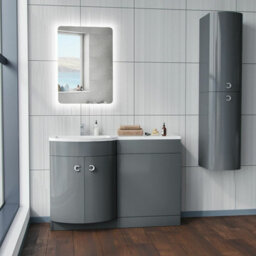 Nes Home Dene Bathroom Basin Sink Grey Vanity Wc Unit Furniture Cabinet Lh 1100mm - thumbnail 5