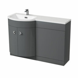 Nes Home Dene Bathroom Basin Sink Grey Vanity Wc Unit Furniture Cabinet Lh 1100mm - thumbnail 6