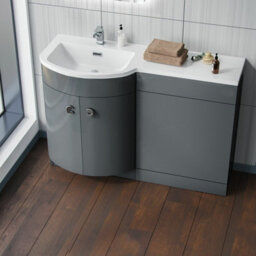 Nes Home Dene Bathroom Basin Sink Grey Vanity Wc Unit Furniture Cabinet Lh 1100mm - thumbnail 3