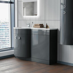 Nes Home Dene Bathroom Basin Sink Grey Vanity Wc Unit Furniture Cabinet Lh 1100mm - thumbnail 4