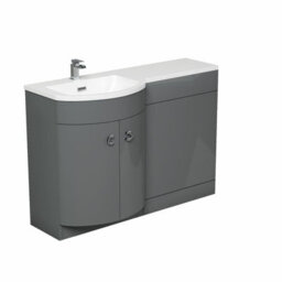 Nes Home Dene Bathroom Basin Sink Grey Vanity Wc Unit Furniture Cabinet Lh 1100mm - thumbnail 7