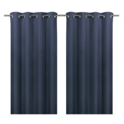 GoodHome Moggo Navy Chevron Lined Eyelet Curtain (W)117Cm (L)137Cm, Pair - thumbnail 1