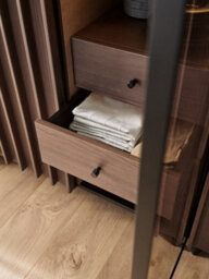 Arte Piemonte Dark Oak Effect Highboard Cabinet (H1440mm W920mm D440mm) With Glass Doors And Led Lighting - thumbnail 6