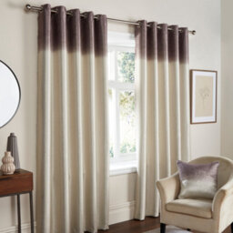 Fusion Ombre Strata Dim Out Pair Of Chocolate Eyelet Curtains - thumbnail 1