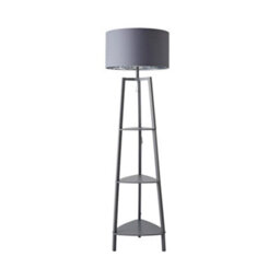 Valuelights Hiru Grey 3 Tier Shelf Floor Lamp With Metallic Silver Inner Shade - thumbnail 8