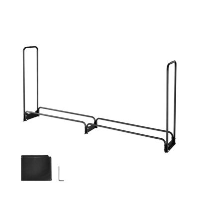 Vevor Firewood Rack With Waterproof Cover, 8 Ft Outdoor Firewood Holder, 1/2 Cord Storage Metal Log Holder, Top Covered - image 1
