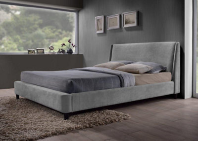 "TL Beds Grey Fabric Finished Contemporary Styled Bed Frame - Double 4Ft 6"""