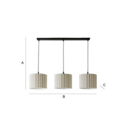Valuelights Hallie Linen Stripe Drum Shade 3 Drop Matte Black Diner Ceiling Pendant Light - thumbnail 8