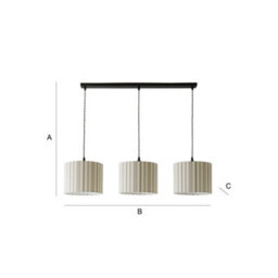 Valuelights Hallie Linen Stripe Drum Shade 3 Drop Matte Black Diner Ceiling Pendant Light - thumbnail 7