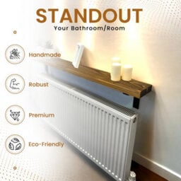 Radiator Shelf Wall Mounted Solid Wood, Narrow Radiator Cover 15Cm Deep Rustic Handmade In Uk (Tudor Oak, 100Cm) By Mkgt - thumbnail 5