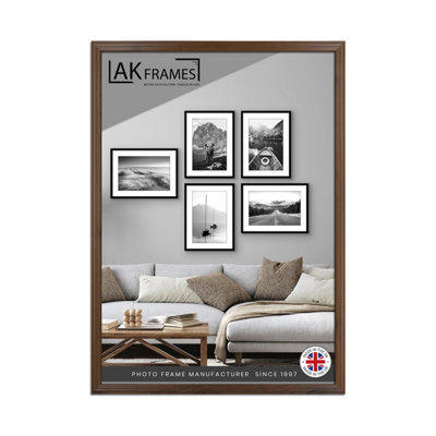 AK Frames A1 Classic Walnut Modern Picture Frame - Poster Frame For Photos, Prints And Wall Art - Elegant Home Decor - image 1