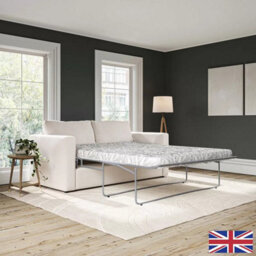 Xample Oxford Beige Fabric 3-Seater Sofa Bed - Convertible Design, Foam & Fibre Cushions, Easy-Glide Base, Accent Pillows Included - thumbnail 1