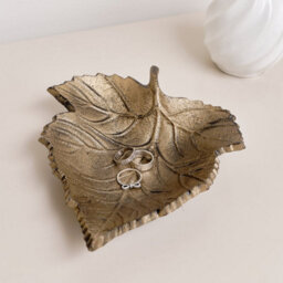 Melody Maison Rustic Bronze Leaf Trinket Tray Dish - thumbnail 4