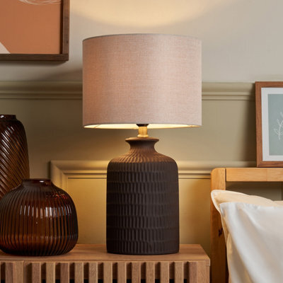 Inlight Bournville Ceramic Round Matt Chocolate Table Lamp - image 1